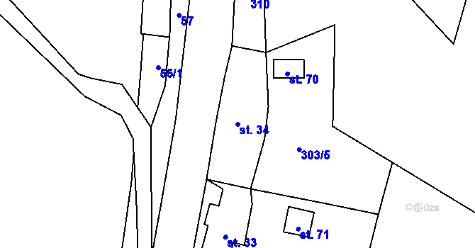 Parcela st. 34 v KÚ Trubějov, Katastrální mapa
