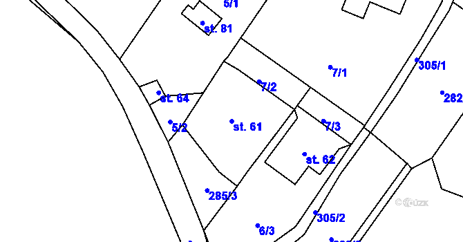 Parcela st. 61 v KÚ Trubějov, Katastrální mapa