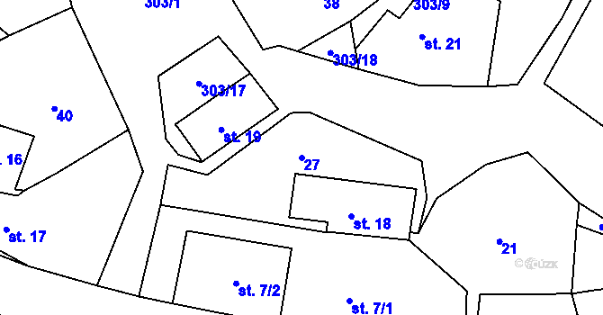 Parcela st. 27 v KÚ Trubějov, Katastrální mapa