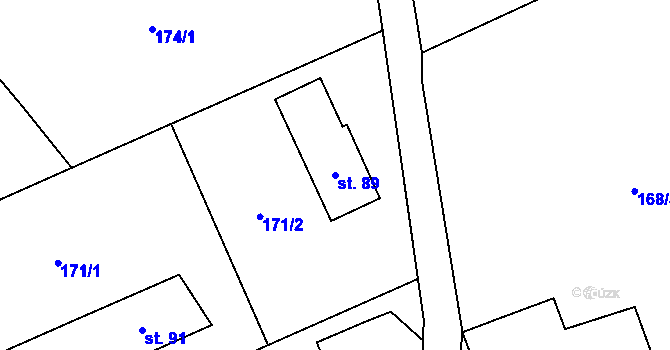 Parcela st. 89 v KÚ Trubějov, Katastrální mapa
