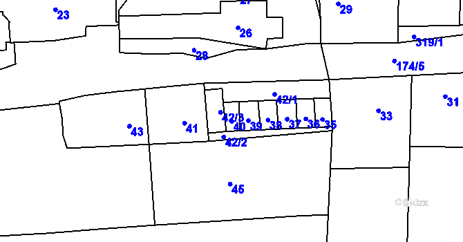 Parcela st. 40 v KÚ Trubín, Katastrální mapa