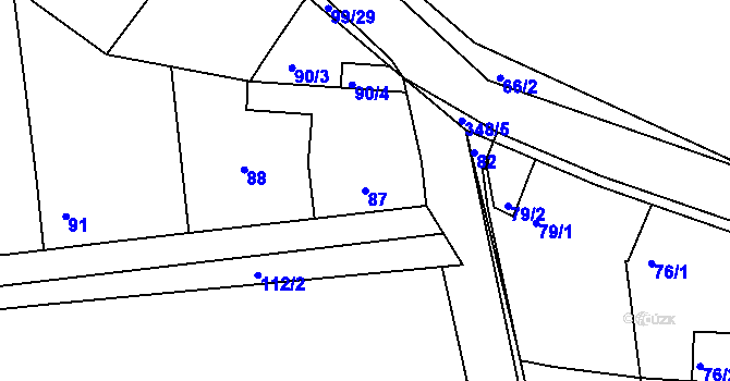 Parcela st. 87 v KÚ Trubín, Katastrální mapa