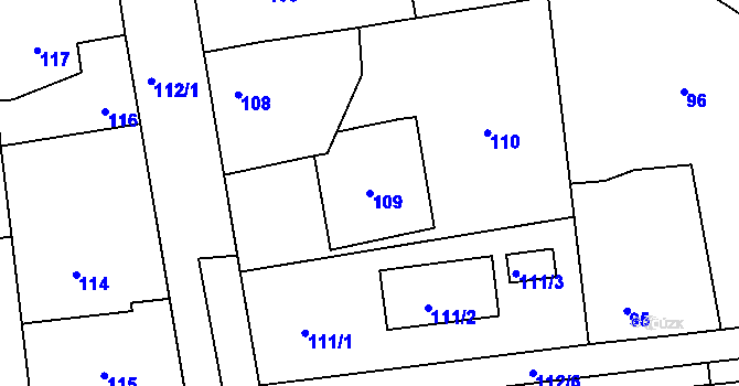 Parcela st. 109 v KÚ Trubín, Katastrální mapa