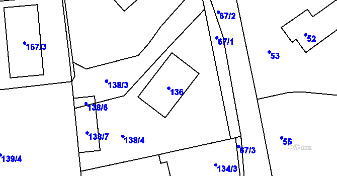 Parcela st. 136 v KÚ Trubín, Katastrální mapa