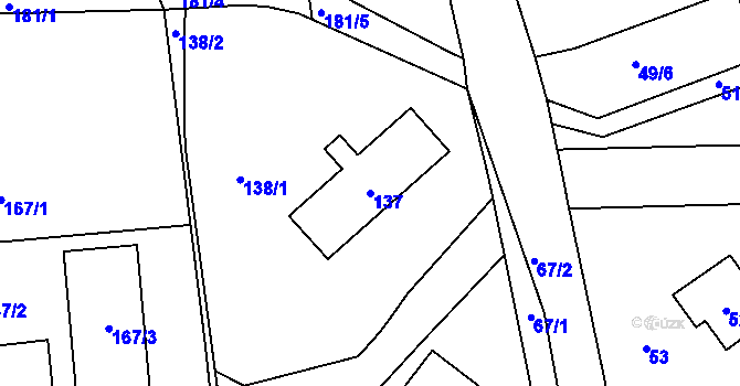 Parcela st. 137 v KÚ Trubín, Katastrální mapa