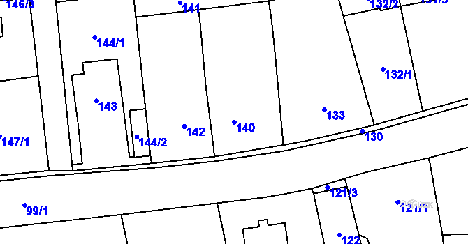 Parcela st. 140 v KÚ Trubín, Katastrální mapa