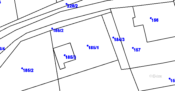 Parcela st. 185/1 v KÚ Trubín, Katastrální mapa
