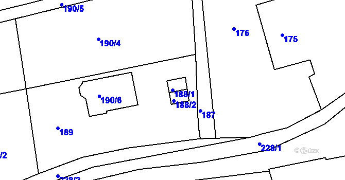 Parcela st. 188/1 v KÚ Trubín, Katastrální mapa