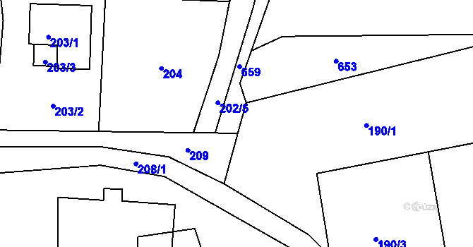 Parcela st. 202/2 v KÚ Trubín, Katastrální mapa