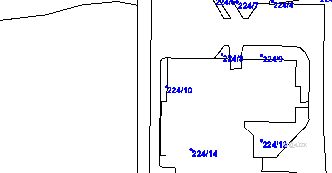 Parcela st. 224/10 v KÚ Trubín, Katastrální mapa