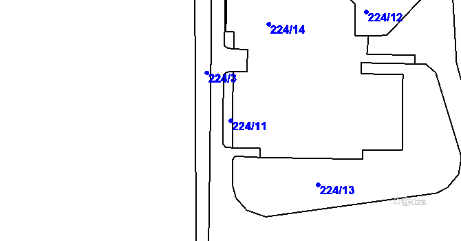 Parcela st. 224/11 v KÚ Trubín, Katastrální mapa