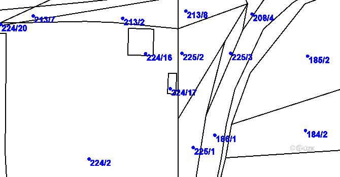 Parcela st. 224/17 v KÚ Trubín, Katastrální mapa