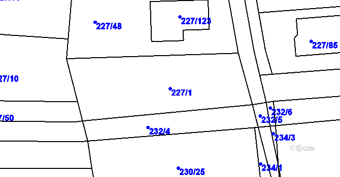 Parcela st. 227/1 v KÚ Trubín, Katastrální mapa