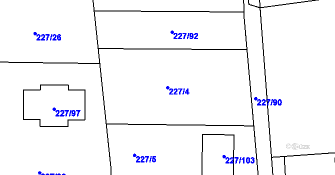 Parcela st. 227/4 v KÚ Trubín, Katastrální mapa