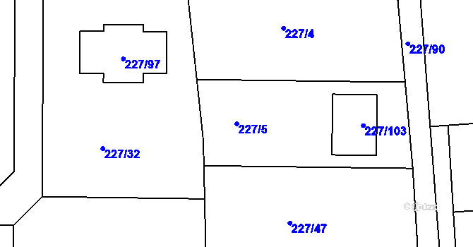Parcela st. 227/5 v KÚ Trubín, Katastrální mapa