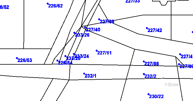 Parcela st. 227/11 v KÚ Trubín, Katastrální mapa