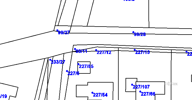 Parcela st. 227/12 v KÚ Trubín, Katastrální mapa
