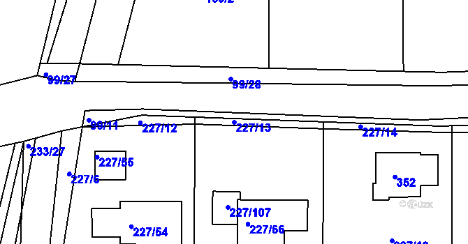 Parcela st. 227/13 v KÚ Trubín, Katastrální mapa