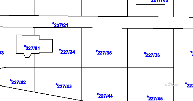 Parcela st. 227/35 v KÚ Trubín, Katastrální mapa