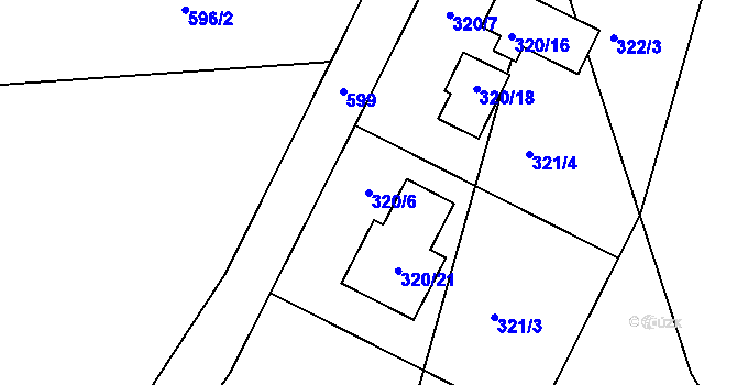 Parcela st. 320/6 v KÚ Trubín, Katastrální mapa