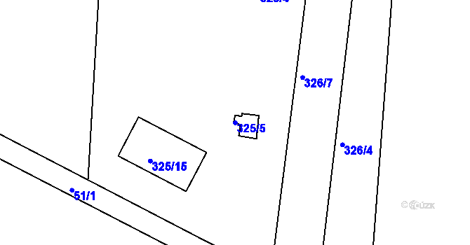Parcela st. 325/5 v KÚ Trubín, Katastrální mapa