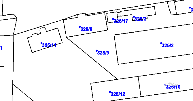 Parcela st. 325/9 v KÚ Trubín, Katastrální mapa