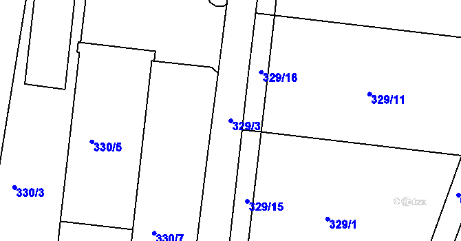 Parcela st. 329/3 v KÚ Trubín, Katastrální mapa
