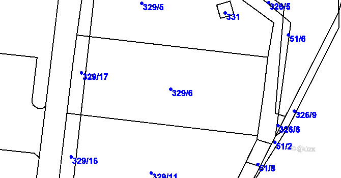 Parcela st. 329/6 v KÚ Trubín, Katastrální mapa