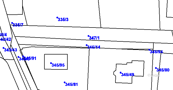 Parcela st. 345/14 v KÚ Trubín, Katastrální mapa