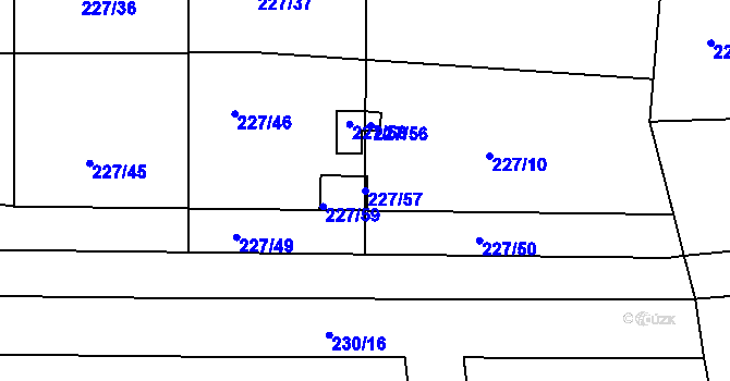 Parcela st. 227/57 v KÚ Trubín, Katastrální mapa