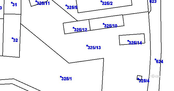 Parcela st. 325/13 v KÚ Trubín, Katastrální mapa