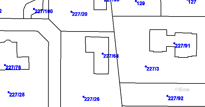 Parcela st. 227/64 v KÚ Trubín, Katastrální mapa