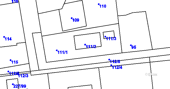 Parcela st. 111/2 v KÚ Trubín, Katastrální mapa