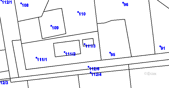 Parcela st. 111/3 v KÚ Trubín, Katastrální mapa