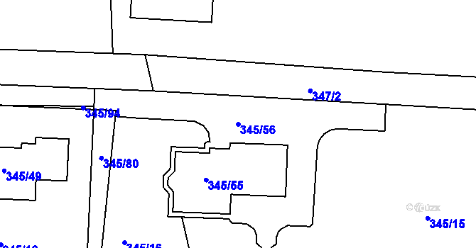 Parcela st. 345/56 v KÚ Trubín, Katastrální mapa