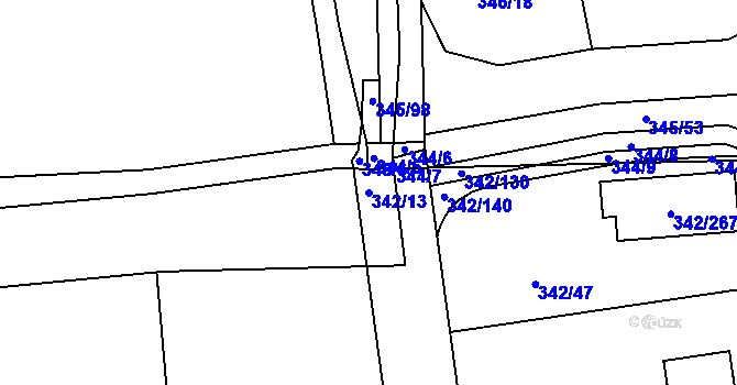 Parcela st. 342/13 v KÚ Trubín, Katastrální mapa