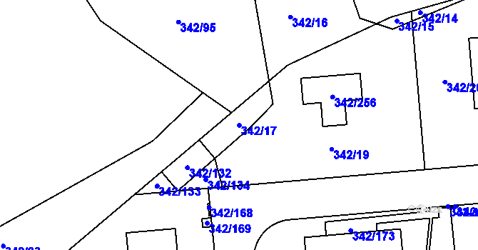 Parcela st. 342/17 v KÚ Trubín, Katastrální mapa