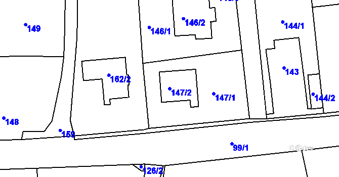 Parcela st. 147/2 v KÚ Trubín, Katastrální mapa