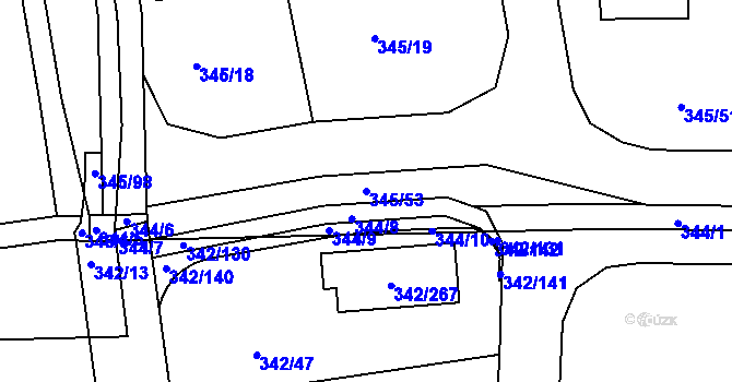 Parcela st. 345/53 v KÚ Trubín, Katastrální mapa