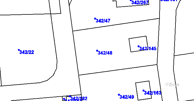 Parcela st. 342/48 v KÚ Trubín, Katastrální mapa