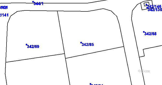 Parcela st. 342/85 v KÚ Trubín, Katastrální mapa