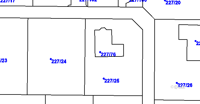 Parcela st. 227/76 v KÚ Trubín, Katastrální mapa