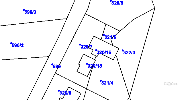 Parcela st. 320/16 v KÚ Trubín, Katastrální mapa