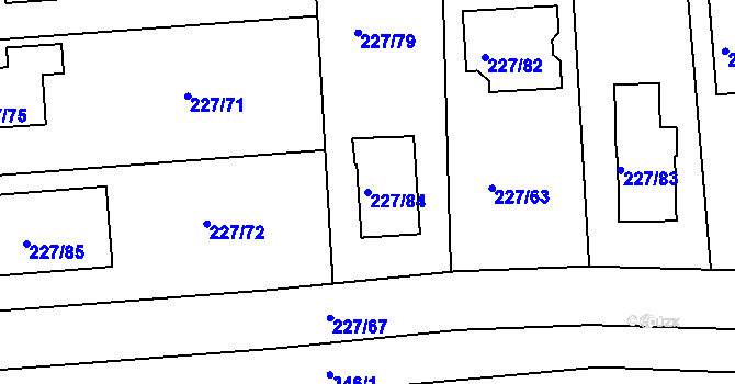 Parcela st. 227/84 v KÚ Trubín, Katastrální mapa