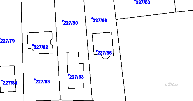 Parcela st. 227/86 v KÚ Trubín, Katastrální mapa