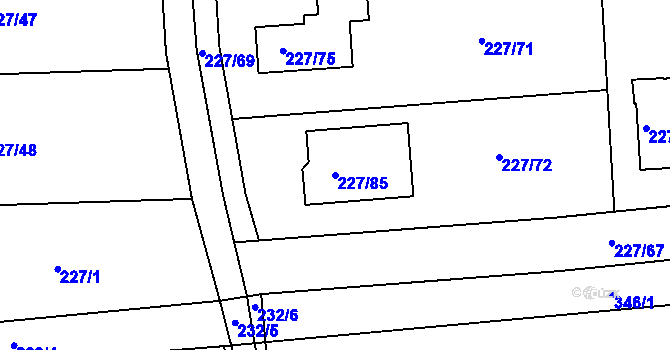 Parcela st. 227/85 v KÚ Trubín, Katastrální mapa