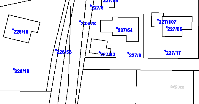 Parcela st. 227/93 v KÚ Trubín, Katastrální mapa