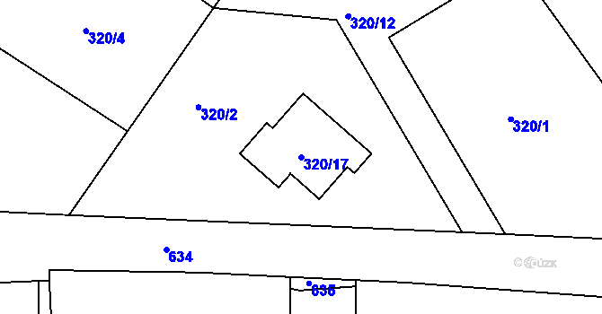 Parcela st. 320/17 v KÚ Trubín, Katastrální mapa