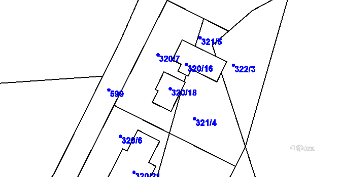 Parcela st. 320/18 v KÚ Trubín, Katastrální mapa