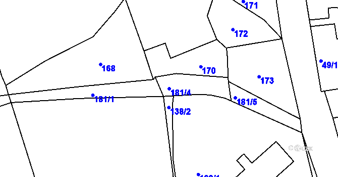 Parcela st. 181/4 v KÚ Trubín, Katastrální mapa